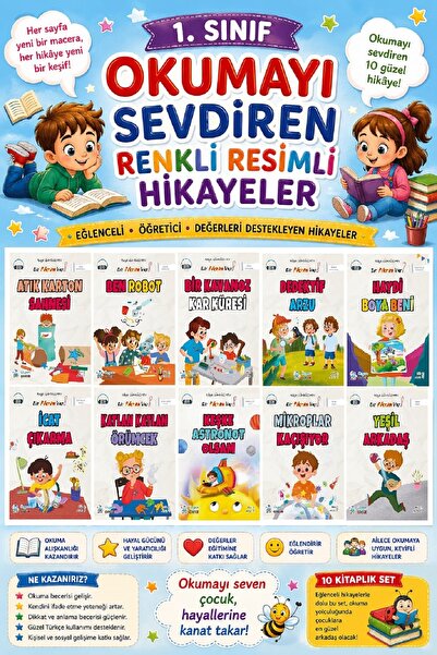 Üçgen Yayıncılık 1. Sınıf Okumayı Sevdiren Renkli Resimli Hikayeler 22- 10 Kitap