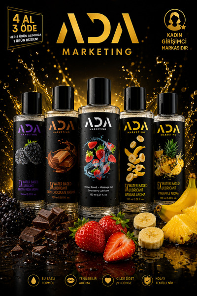 Ada Marketing Yenilebilir Kayganlaştırıcı Jel 5li Set 150 ml Çilek Çikolata A...