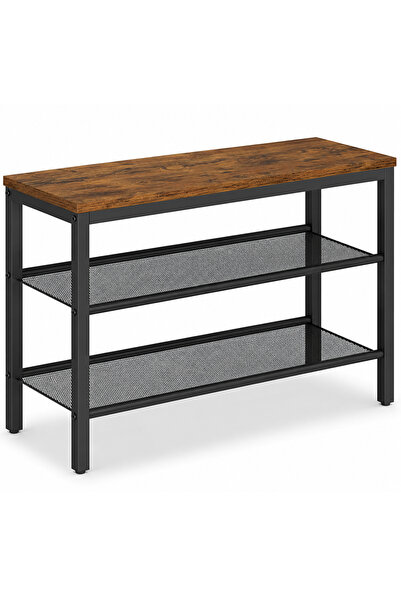 VASAGLE Shoe Bench 3 shelves, with metal shelves and chipboard top, 75x28x50 ...
