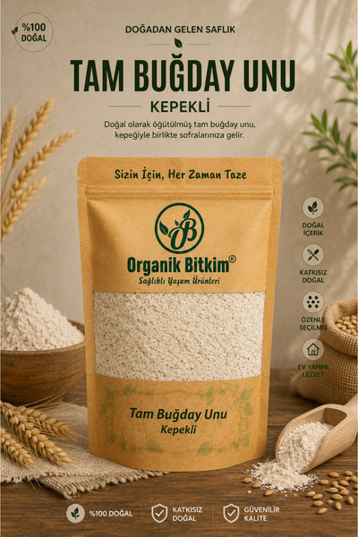 OB Organik Bitkim Tam Buğday Unu Kepekli 1000 gr