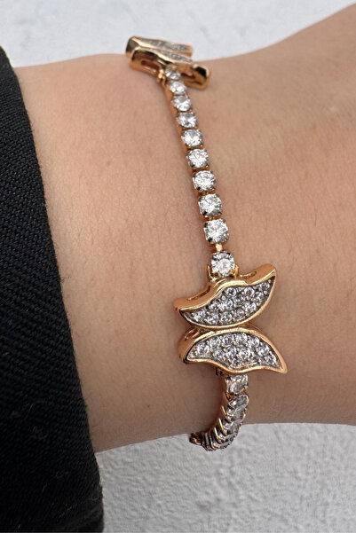 Leo'Stone Xuping Rose Gold Zircon Stone Butterfly Figured Tennis Women's Stee...