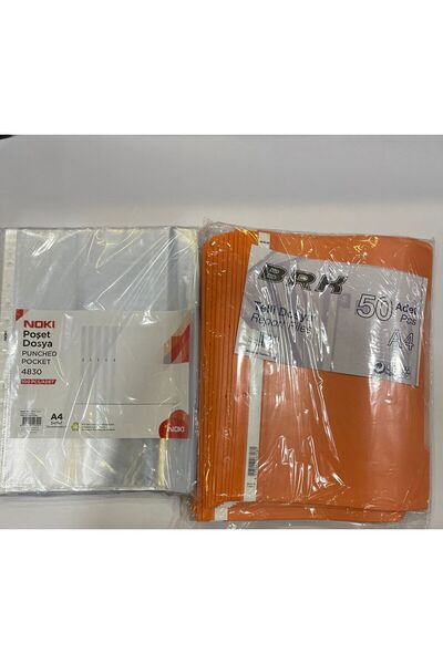 BRK NOKİ PUNCHED POCKET 4830 100 ADET POŞET DOSYA-50 ADET BRK KALİTELİ TELLİ ...