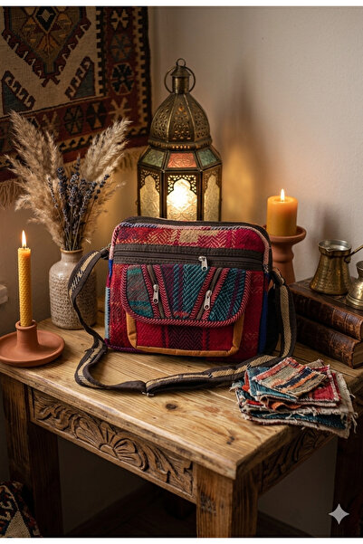 Bohemian Iranian Handmade Khaki Daily Bohemian Rug Bag