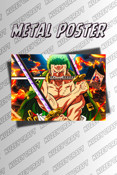 Kuzey Craft Roronoa Zoro Metal Duvar Tablosu Özel Tasarım Hediye Parlak HD Ba...