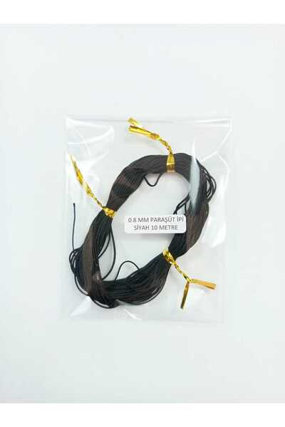 Eskişehir hobi sanat 0,8 mm 10 μέτρα Μαύρο Χρώμα Αλεξίπτωτο Σχοινί Μακραμέ Βρ...