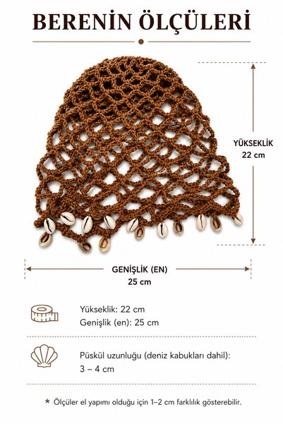 Modex Bohemian Seashell Brown Detail Hand Knitted Mesh Beanie