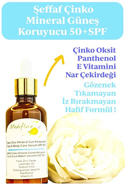 Mediflora Şeffaf Çinko Mineral Güneş Koruyucu – Bitkisel & Mineral | GKF/SPF ...