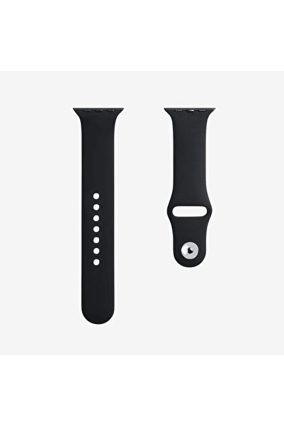 Quse Apple Watch 46/45/44mm & Series 1-3 42mm ile Uyumlu Silikon Kordon – Siy...