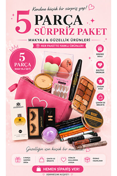 MAQYA Cosmetics KADINLARA ÖZEL 5 FARKLI ÜRÜN SÜPRİZ HEDİYE MAKYAJ SETİ/FAR/RU...