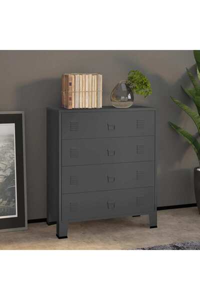 Concept Dulap cu sertare industrial, antracit, 78x40x93 cm, metal