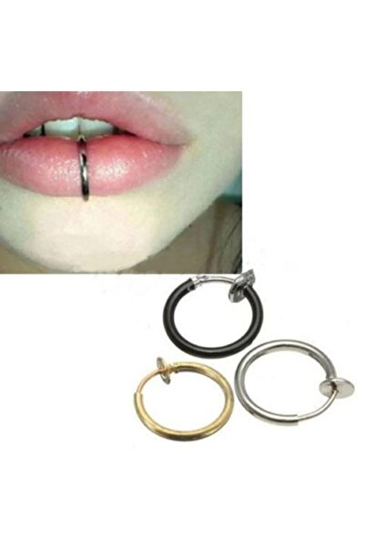 TakıConcept 3 Adet 3 Renk Fake Piercing Deliksiz Kulak Dudak Burun Tüm Bölge