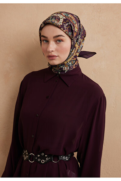Freshscarfs Eșarfă din bumbac și mătase cu model Enya, mov