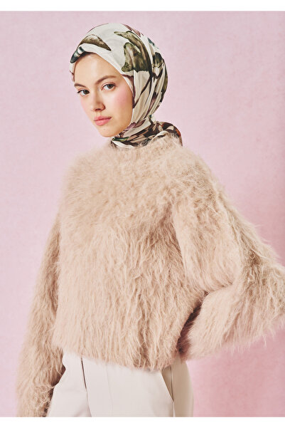 Freshscarfs Κασκόλ από βισκόζη με μοτίβο  "Καφέ Αγάπη σε Άνθιση "