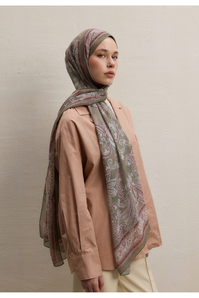 Freshscarfs Luna Desen İpek Krep Şal Toprak