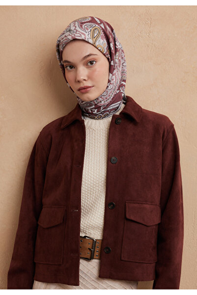 Freshscarfs Βίντατζ ροζ φουλάρι από βαμβάκι και μετάξι με σχέδιο Lena