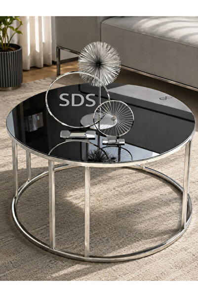 SEDAŞ LIVING UNITS Salon Orta Füme AYNALI Ayna (Gümüş) Metal Ayak Orta Sehpa