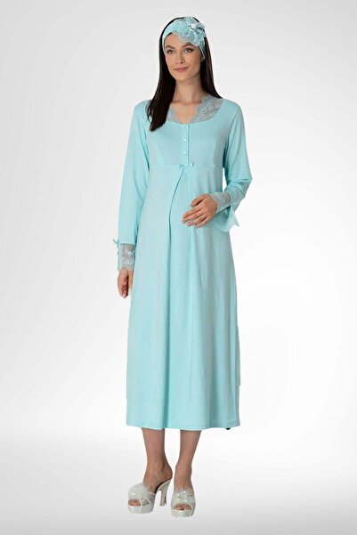Mecit Pijama Νυχτικό εγκυμοσύνης Mecit 5312 Turquoise