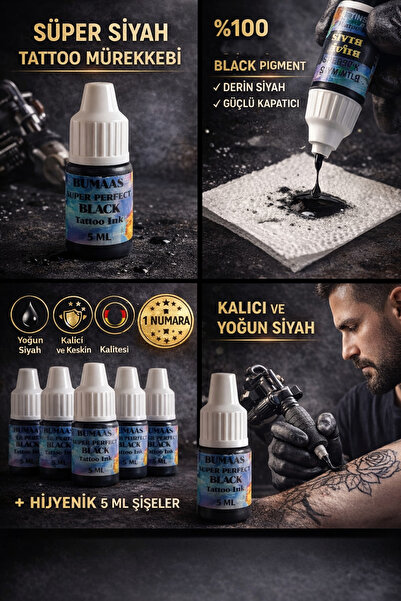 BUĞLEM Tattoo Kalıcı Dövme Makinesi Boyası En Kaliteli Süper Siyah Perfect Zu...