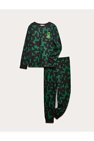 Marks & Spencer Minecraft Baskılı Pamuklu Pijama Takımı (3-16 Yaş)