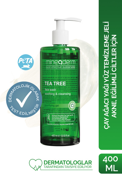 mineaderm Tea Tree Oil Facial Cleansing Gel – Prebiotic Supported, for Acne a...