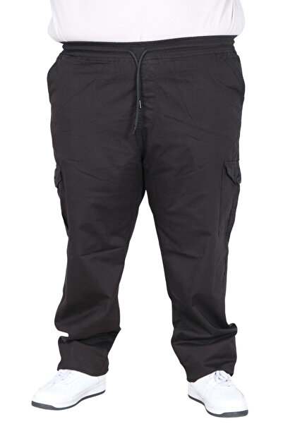 ModeXL Mode XL Large Size Trousers Linen Cargo Jogger Milano 21912 Black