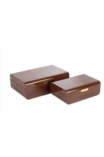 Mikasa Moor 2 li Ahşap Gold Dekor Kutu 24x16x8cm30x20x10cm