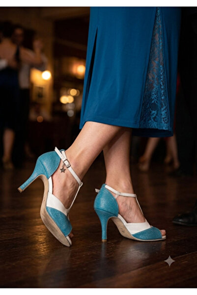 Lo Mejor Shoes Blue and White Dance Prestige 9 cm 15 Pont Heel Height Dance, ...