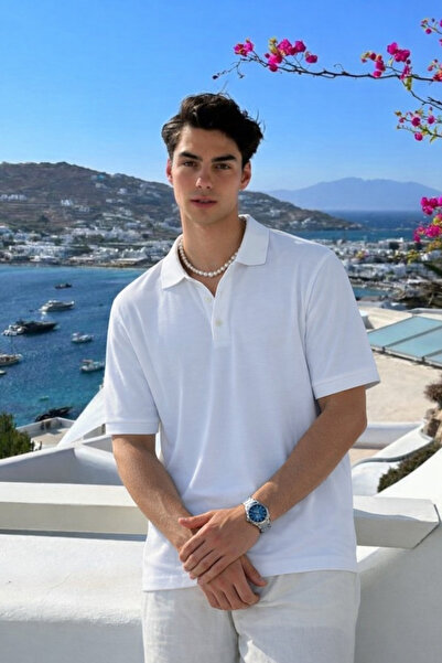DAMGA JEANS Ανδρικό μπλουζάκι με κοντό μανίκι και λευκό γιακά polo, σε συσκευ...