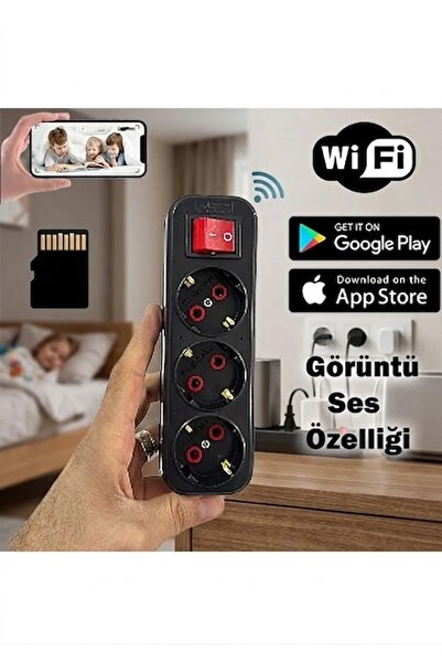 SICAK TAKİP Kablosuz Siyah Mini Piriz Wifi 1080P HD IP Kamera