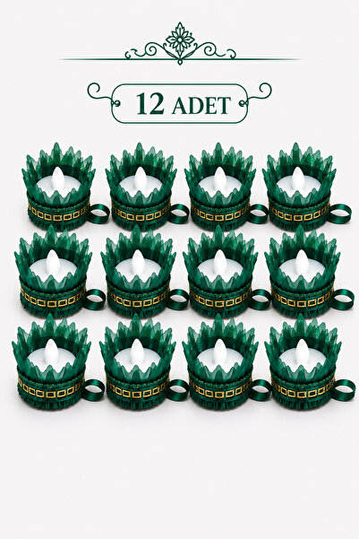 BERAYE Led Mum Zümrüt Yeşili Ledli Kına El Mumu, Sünnet, Led Işıklı, Tealight...