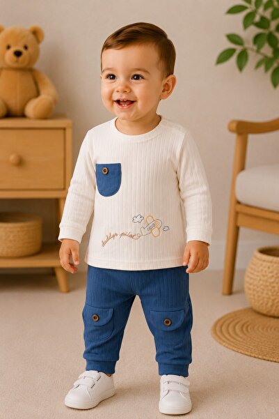 Baby Boy Airplane Embroidered Rib 2pcs Bottom Top Seasonal Set 3-12months old