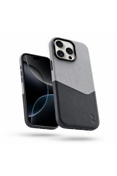 Zebana Apple iPhone 16 Pro Max Compatible Case Zeyra M-Safe Leather Case with Card Holder Black