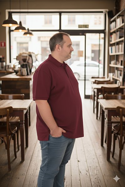 BİG NONA Plus Size Unisex T-Shirt Polo Collar