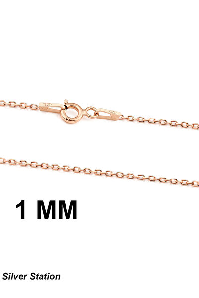 Silver Station Rose Renk 1Mm Gümüş Kolye Zinciri 40-45-50-55-60-75 cm