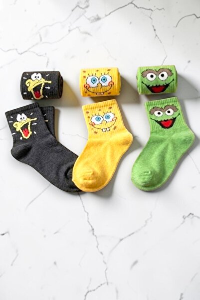 Socks Stores 3 Pairs of Colorful Patterned Unisex Socks Cotton Soft Textured ...