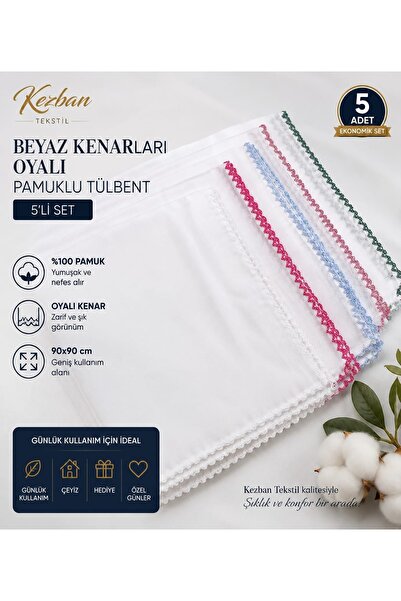 Kezban Tekstil Tulbură interioară Culoare Albă 5 BUC BUMBAC 90X90 CM