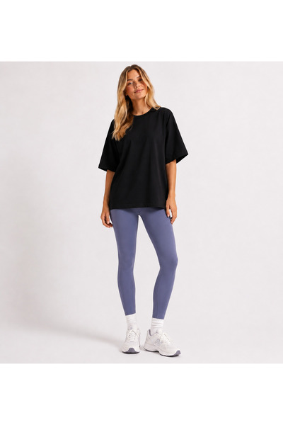 Bukalemun STYLE OVER Kadın Oversize Siyah %100 Pamuk Tişört