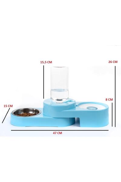 Miapet Köşeli Ayarlanabilir Hazneli Çelik Taslı Kedi-köpek Mama Ve Su Kabı Seti 1000ml