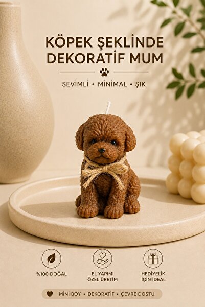 Bead Dekoratif Poodle Figürlü Mum 4x7x6 cm