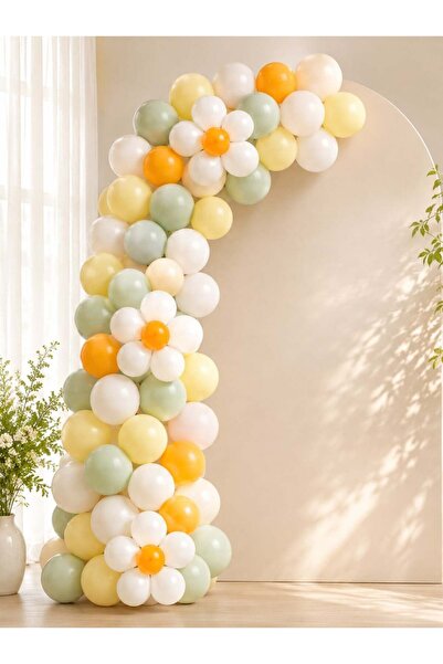 Parti Adresi Papatya Temalı Balon Zincir Seti Doğum Günü Balon Seti