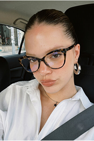 MONAL EYEWEAR Cateye Blueblock 56 Ekartman Leopar Desen Optik Uyumlu Dereceli...