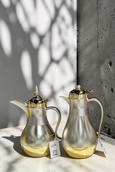 sahal aloula Tramisu Amlal Tea and Coffee Set - Matte Silver with Gold Touch ...