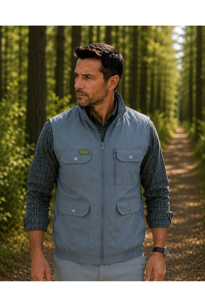 Mutlu City Men's Fabric Hunting Vest Multi-Pocket Zippered Seasonal Outdoor V...