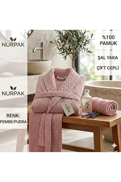 Nurpak %100 Pamuklu Nakışlı Tekli Bornoz SETİ- Yumuşak Dokulu & Yüksek Emici ...