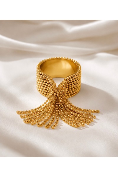 DESİGNEDBYD Modern Adjustable Ring with Steel Dangle Tassel