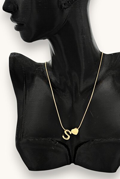nftart.design Gold Letter and Heart Detailed Necklace