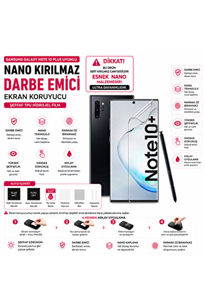 Astakos Samsung Uyumlu Galaxy Note 10 Plus Nano Kırılmaz Darbe Emici Cam Ekra...
