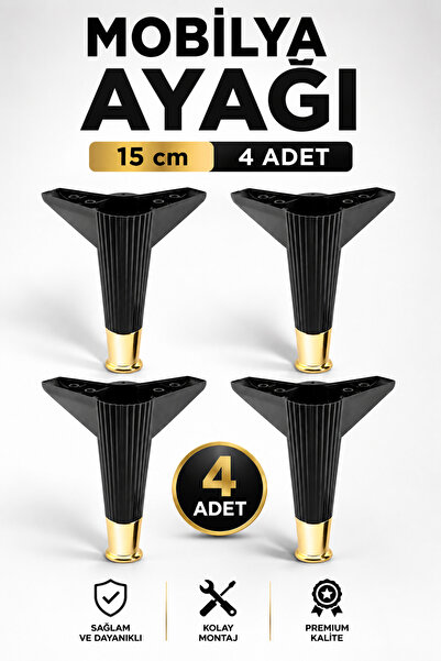 NZB Mobilya Çekyat Kanepe Komidin Sehpa TV Ünitesi Koltuk Ayağı 15 cm Siyah A...