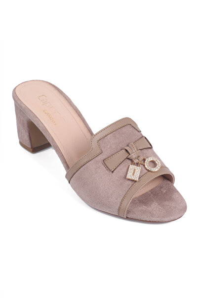 Capone Outfitters Nady Medium Heeled Single Strap Women's Slippers with Stone...