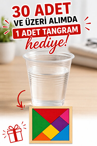 30 ve üzeri TANGRAM HEDİYELİ TOPTAN MİX ten Şeffaf-Tek Kullanımlık-Plastik Bardak-1 Adet